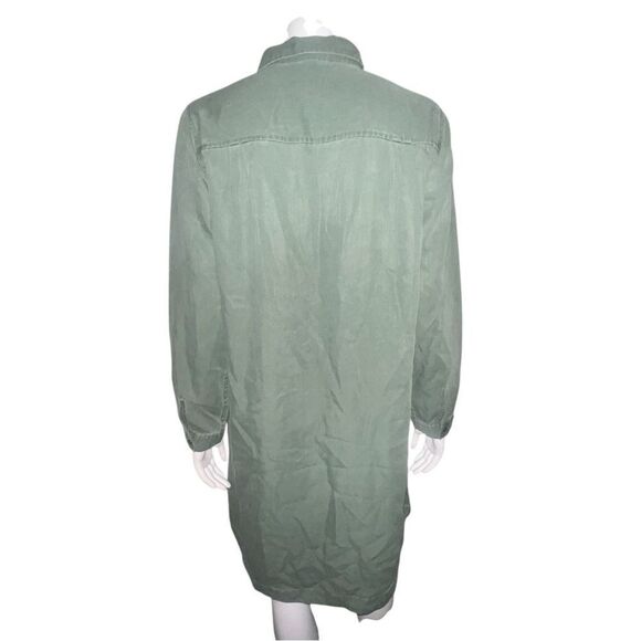 Old Navy Faded Twill Button Front Shirt Dress Moss Green Large NWOT - Picture 5 of 9